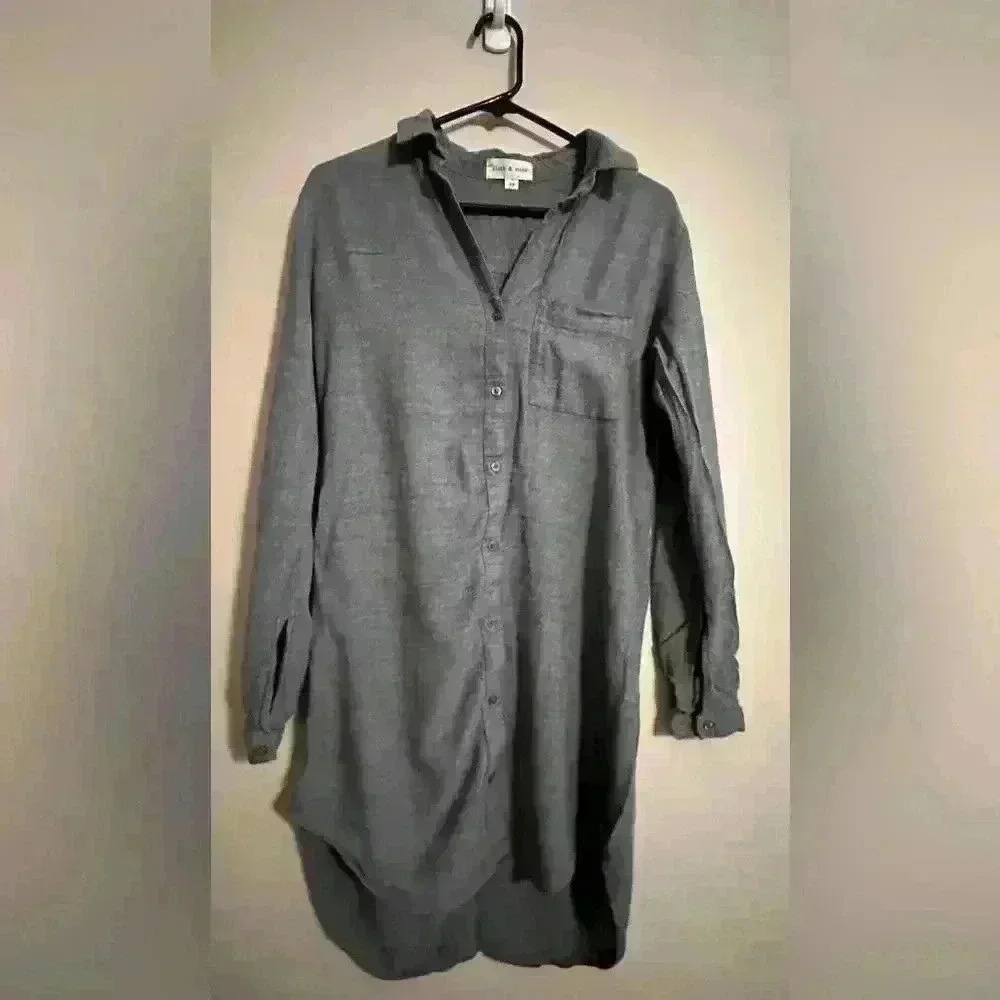 Cloth & Stone Shirt Dress Anthropologie  Gray size Xs comfy